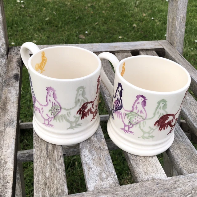 EMMA BRIDGEWATER HOWDENS ROOSTER MUGS Tankard Hand Painted Pair Half