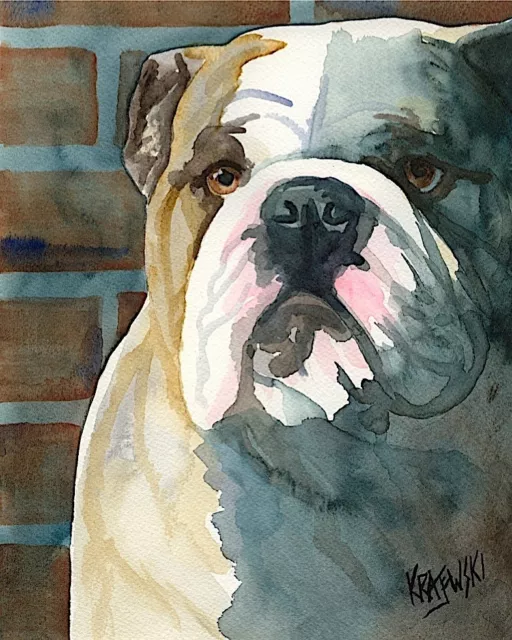 English Bulldog Art Print from Painting | Gifts, Poster, Wall Art, Picture 8x10