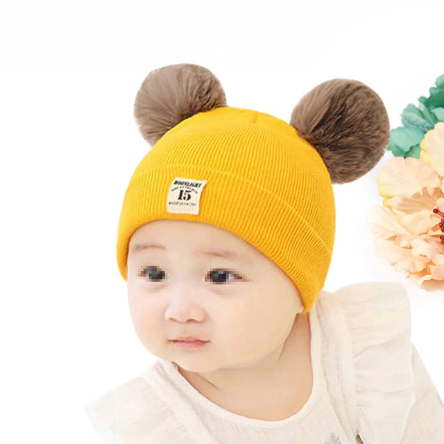 Cappelli Autunno Bambini Orecchie Orso Lana Calda Orecchini Lavorati a Maglia Cappello Bambino Uncinetto