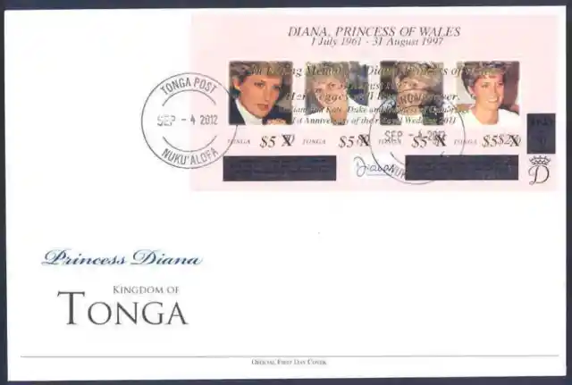 Tonga 613m15th Gedenken Jubiläum Von Prinzessin Diana' Blatt FDC