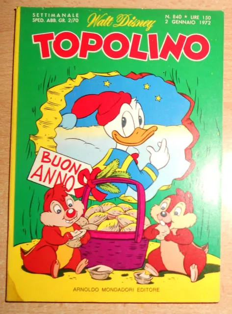 Ed.mondadori  Serie  Topolino   N°  840  1972   Originale  !!!!!