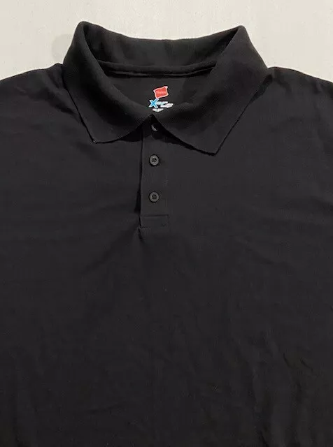 NWOT Men's Hanes X-Temp Short Sleeve 3-Button Polo Shirt Size 2XL Black