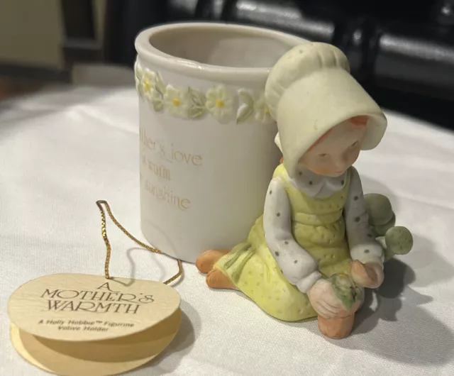 Vintage Holly Hobbie Porcelain Votive Candle Holder "A Mother's Warmth" WMD905