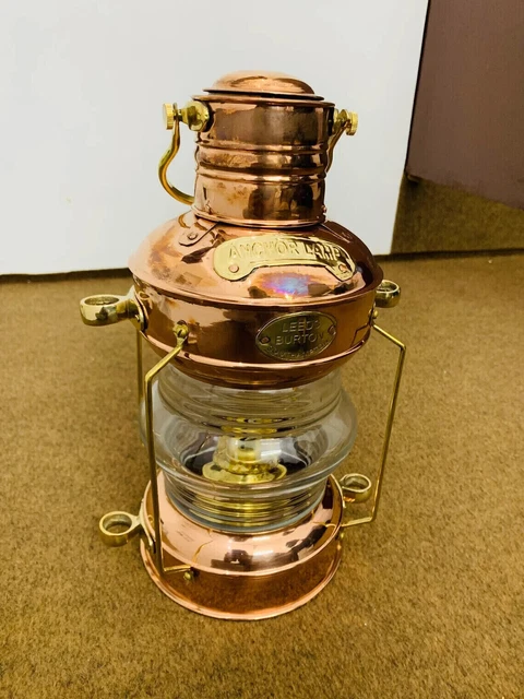 Antike Anker-Öllampe aus Messing und Kupfer, nautische Schiffslaterne,...