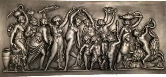 Buderus Historismus Relief Platte Bacchuszug Fest Clodion Barock Putti Pan Eisen