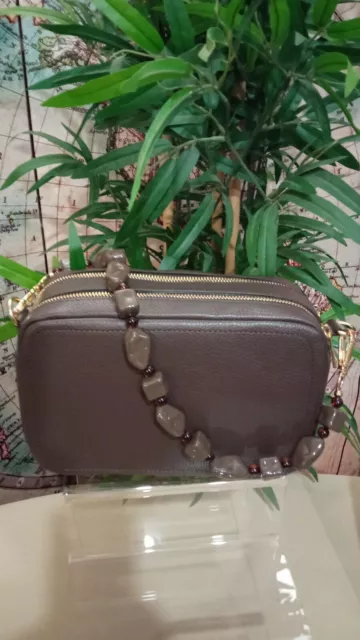 Sac à savon pour femmes et filles en cuir véritable marron foncé Mod. MOYEN