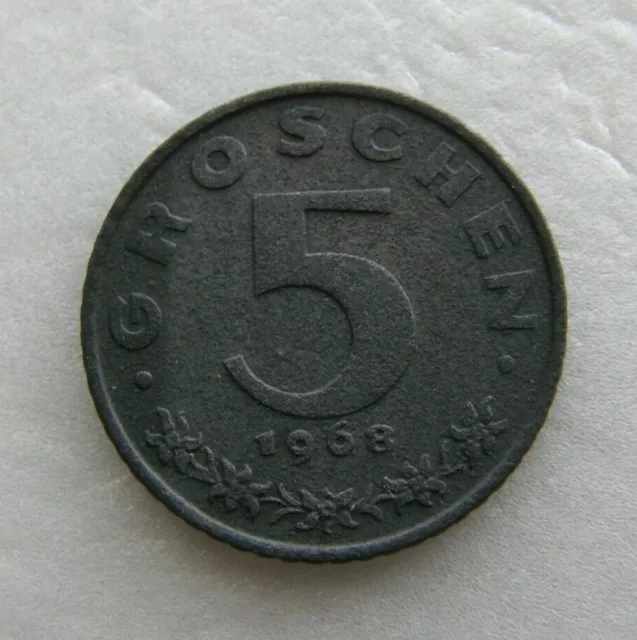 Austria Coin 5 Groschen 1968 Zinc 19mm