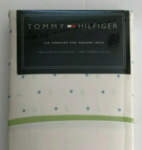 Tommy Hilfiger ~ KING PILLOWCASEs ~ little blue polka dots STEPHANIE ~ NIP
