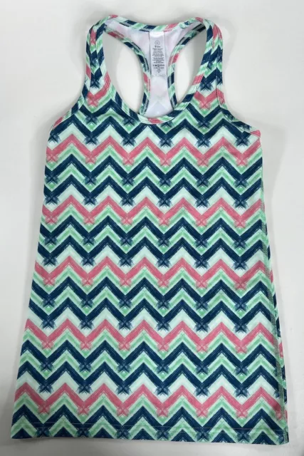 Ivivva by Lululemon Racerback Tank Top Chevron Blue Pink Girls Size 10