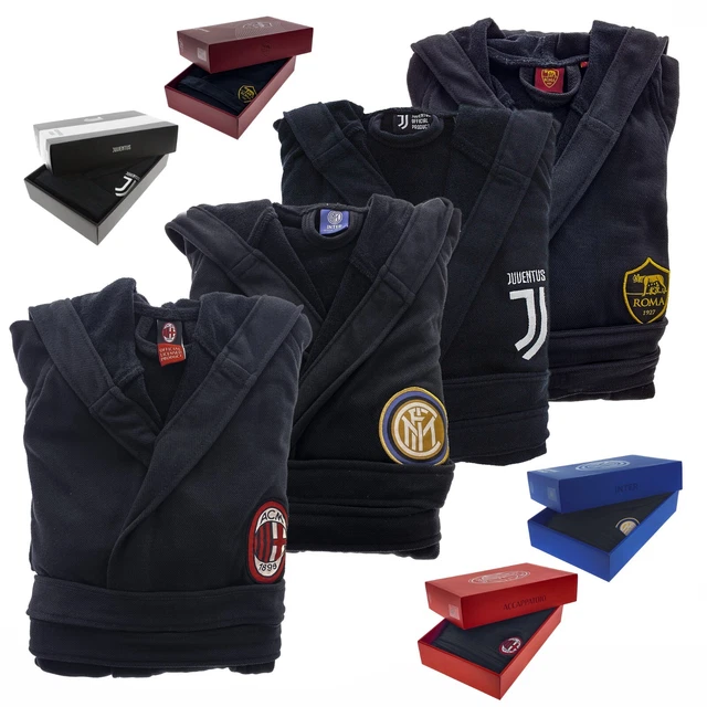 ACCAPPATOIO JUVENTUS MILAN Inter Roma con cappuccio in scatola S M L XL XXL  EUR 44,99 - PicClick IT