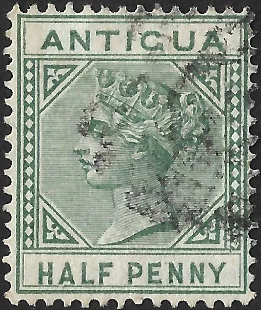 Antigua 1882 QV 1/2d Dull Green  SG.21 Used Cat:£20