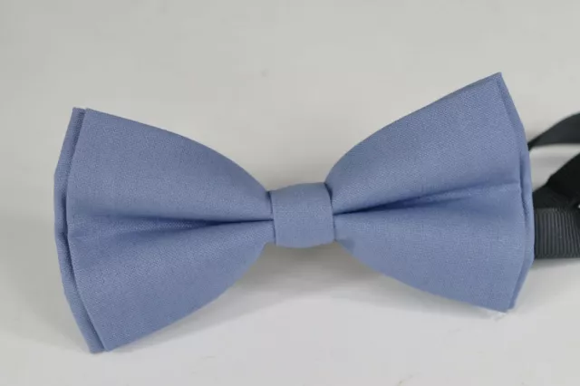 Boy Kids Youth Dusty Blue Cornflower Blue Cotton Bow Tie Fits 7-14 Years Old