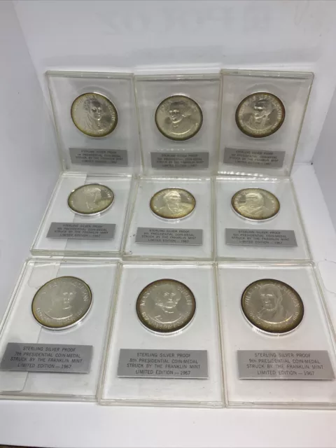 Sterling Silver Proof Presidential Coin Medals Franklin Mint- 35 Coins