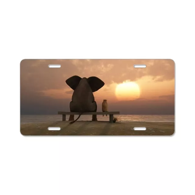 Elephant & Dog Resting Fun Car Truck license plate Vintage Classic Autos Old Car