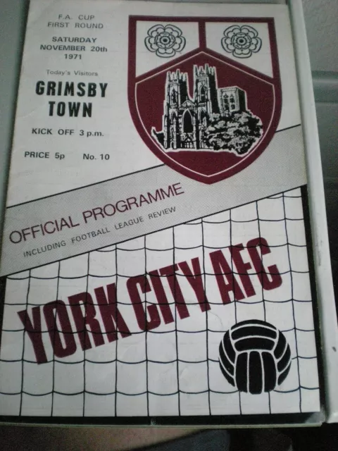 York City v Grimsby Town - 1971-72 FA Cup 1st Round - Football Programme