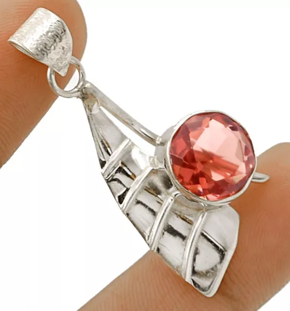 2KT Natürlicher Padparadscha Saphir 925 Sterlingsilber Anhänger Schmuck Neu mit Etikett 10-8