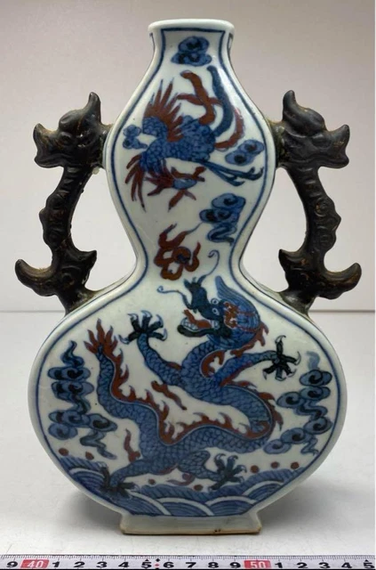 中国美術】 花瓶花器骨董古美術金彩花入飾壺双耳唐物$331.76