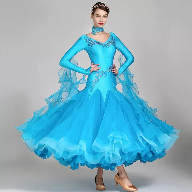 Ballroom Dance Dress for Women Competition Standard Dancing Clothes Long Sleeve