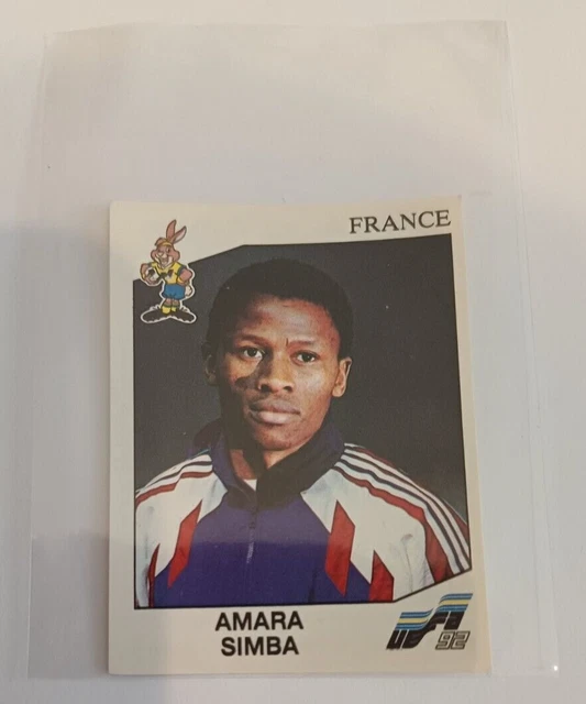 Image Sticker Cromo n°59 Amara SIMBA FRANCE UEFA EURO 92 Suède PANINI 1992