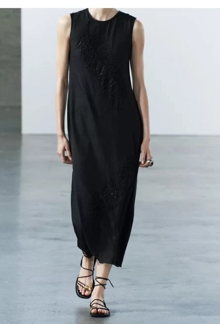ZARA WOMAN SLEEVELESS Embroidered Midi Dress Zw Collection Black 6895/045 New 26.70 - PicClick UK ZARA WOMAN SLEEVELESS Embroidered Midi Dress Zw Collection Black 6895/045 New 26.70 - PicClick UK