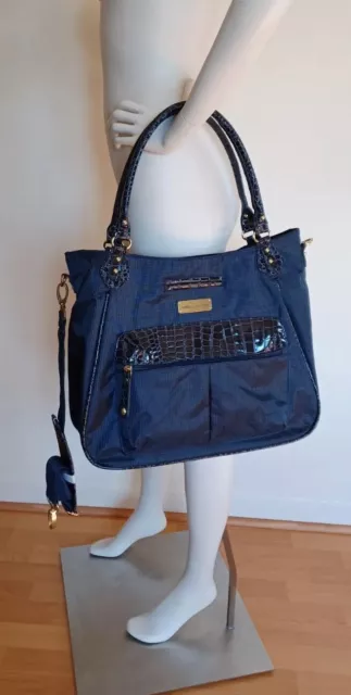 Samantha Brown Navy Blue Croc-Effect Embossed Tote Travel Shoulder Bag Carry On