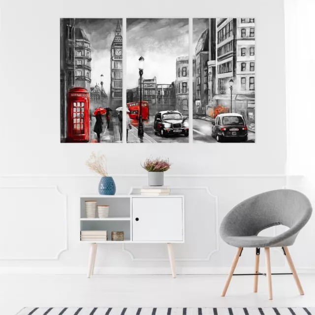 Leinwand Bilder SET 3-Teilig London Straße Dekor 3D Effekt Wandbilder xxl 2279