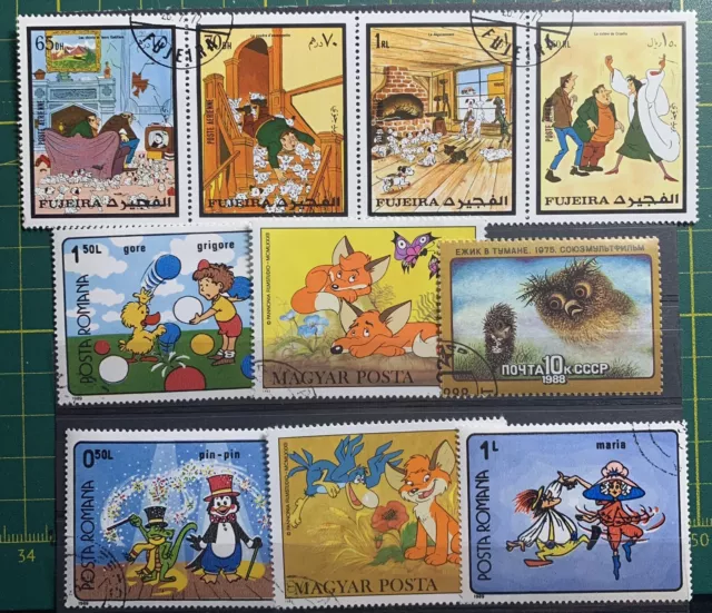 Cartoons Stamps Collection Singles and 1 Block  FREE SHIPPING 101 Dalmatians etc