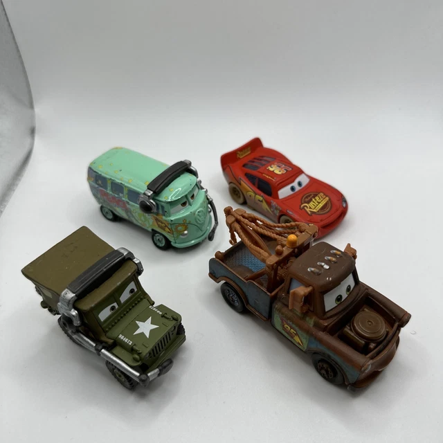 DISNEY PIXAR CARS Fillmore Sarge McQueen & Mater Bundle X4 Diecast 155