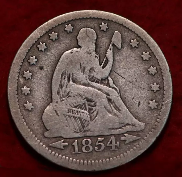 1854 Philadelphia Mint Silver Seated Liberty Quarter