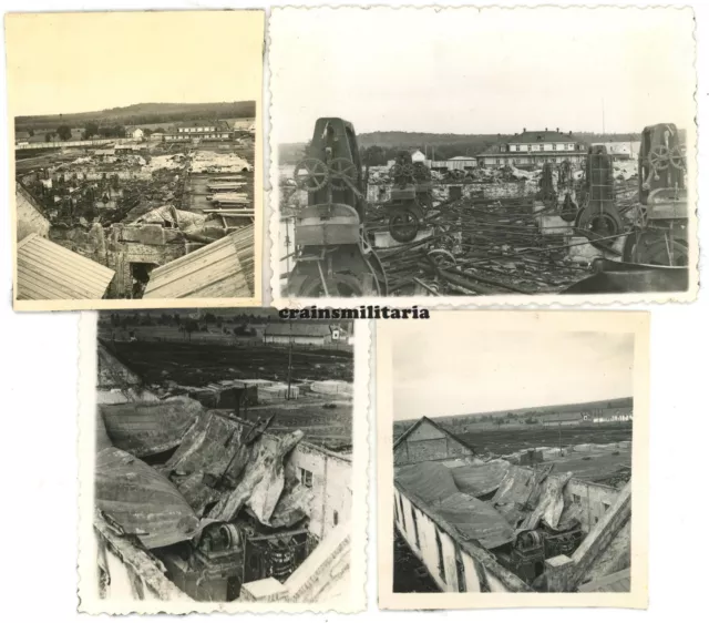 4x Orig. Foto zerstörte Fabrik Industrie in NADVORNA Karpathen Ukraine 1941