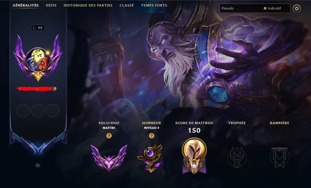 Compte Lol Master MMR / D2 DEMOTE INACTIF 48 SKINS / TOP RANK MASTER 160 LP
