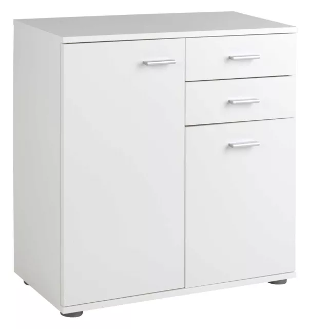 Kommode Sideboard Highboard Schrank Anrichte Wohnzimmer 2 Türen Schubladen Weiß