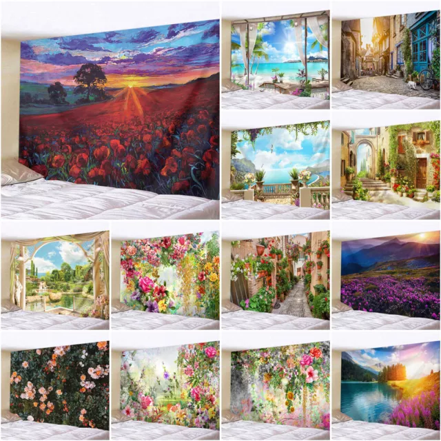 3D Large Flower Tapestry Landscape Wall Hanging Blanket Bedroom Bedspread Gifts