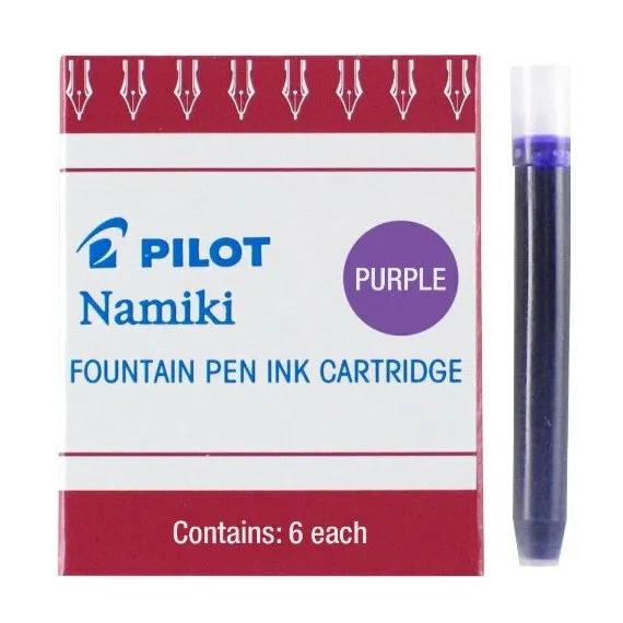 Pilot Namiki Fountain Pen Ink Cartridge in Purple - Pack of 6 - NEW - N69004