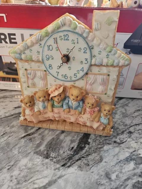 Cherished Teddies Clock The Best Times Are Times Spent With Family Bear Figurine