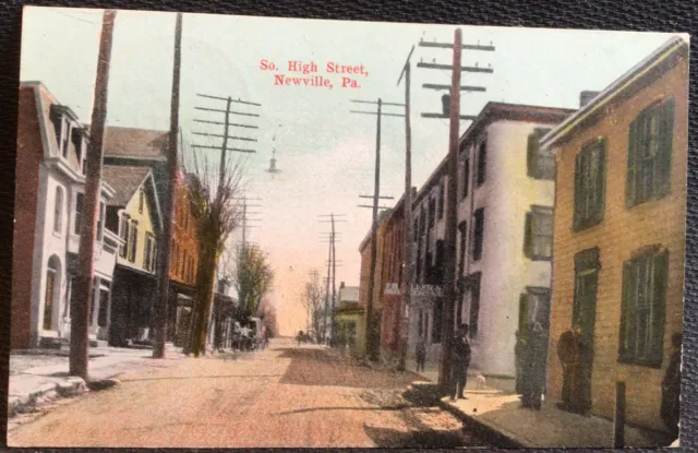 Newville Pa.  High Street Vintage 1912 Postcard