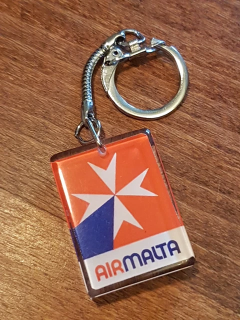 Air Malta Cie Aerienne Porte Cle Bourbon Keychain Vintage Key Ring Aviation