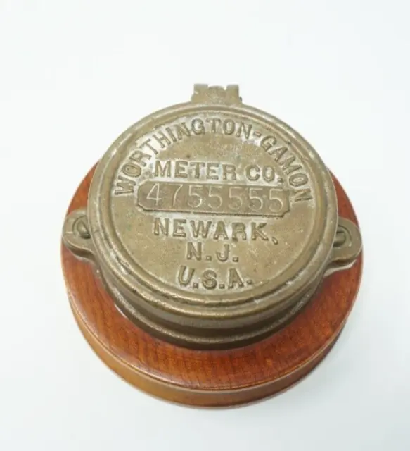 Worthington Gamon Meter Co. Cap Newark New Jersey NJ BRASS Mounted Trinket Box