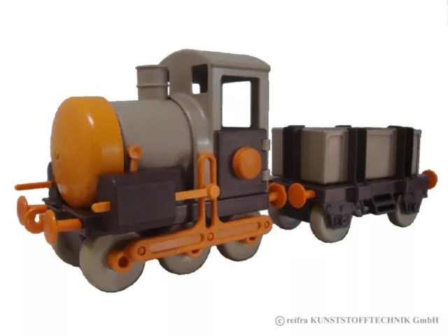 Kindereisenbahn, braun beige orange Spiel Zug Eisenbahn Glocke reifra Plasticart