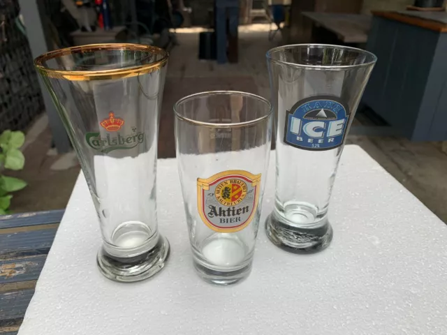 Three Beer Glasses - Carlsberg, Hahn and Aktien