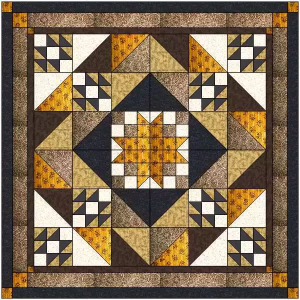 Easy Quilt Kit Star Medallion Neutral/Precut & Ready to Sew