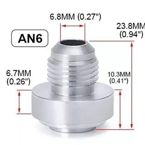 Dash6 AN6 Alu Aufschweißadapter Fitting Catch Tank usw. Gewinde mit rundem Bund