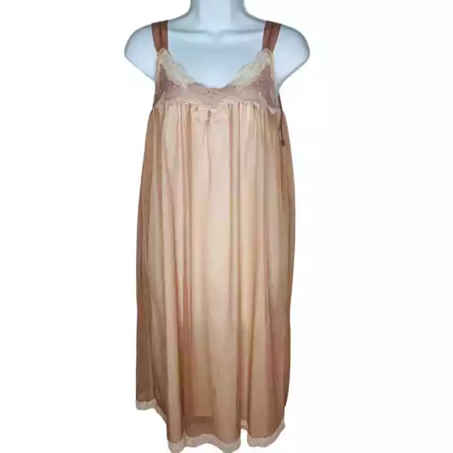 VTG KAYSER LINGERIE Size M Nightgown Chiffon Flowy French Lace Trim ...
