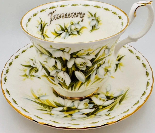 Royal Albert Flower of The Month January Snowdrops Cup & Saucer; Vintage Teacup