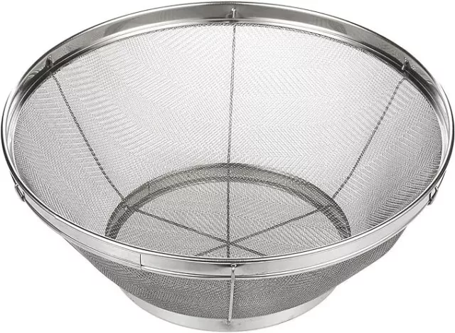 Large Fine Mesh Pasta Strainer, Metal Colander for Rice, Quinoa, Yogurt, 11 x 4"