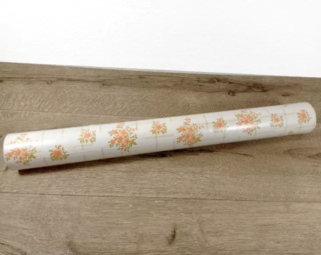 Rouleau Papier Peint fleur orange ancien tapisserie vintage Roll wallpaper neuf