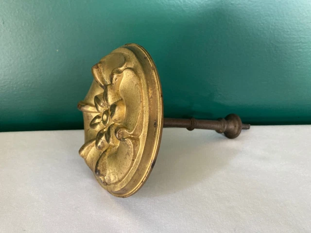 4 1/4" Antique Brass Gilt Victorian Ornate Drape Curtain Tie Back Hardware