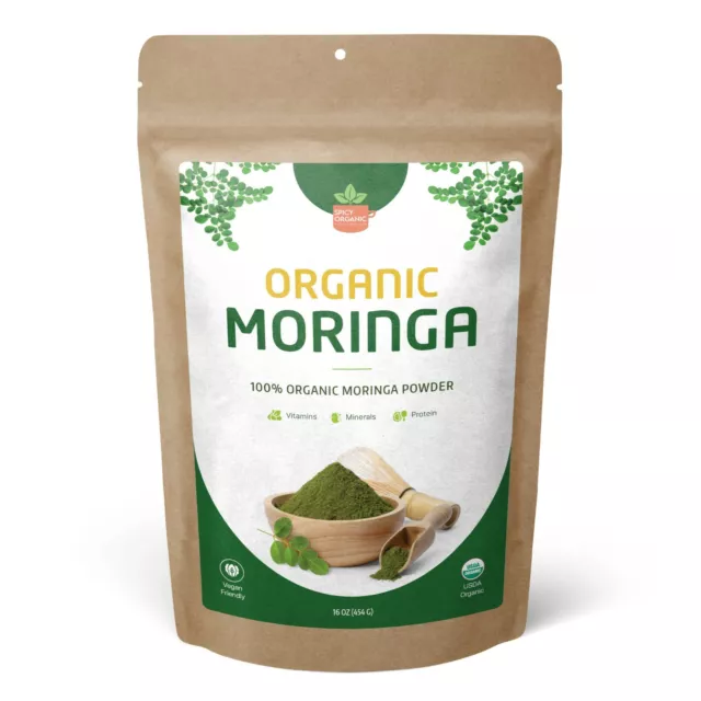 Organic moringa powder (Moringa Oleifera) -USDA Organic Moringa Leaf Powder-16Oz