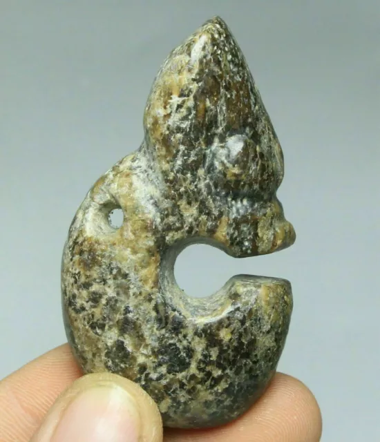 6CM China Hongshan Culture Old Jade Carved Yu Pig Long Fetus Amulet Pendant