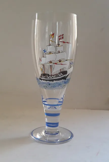 Stuart & Son's Crystal Art Deco Enamel Ship Juice Beer Glass